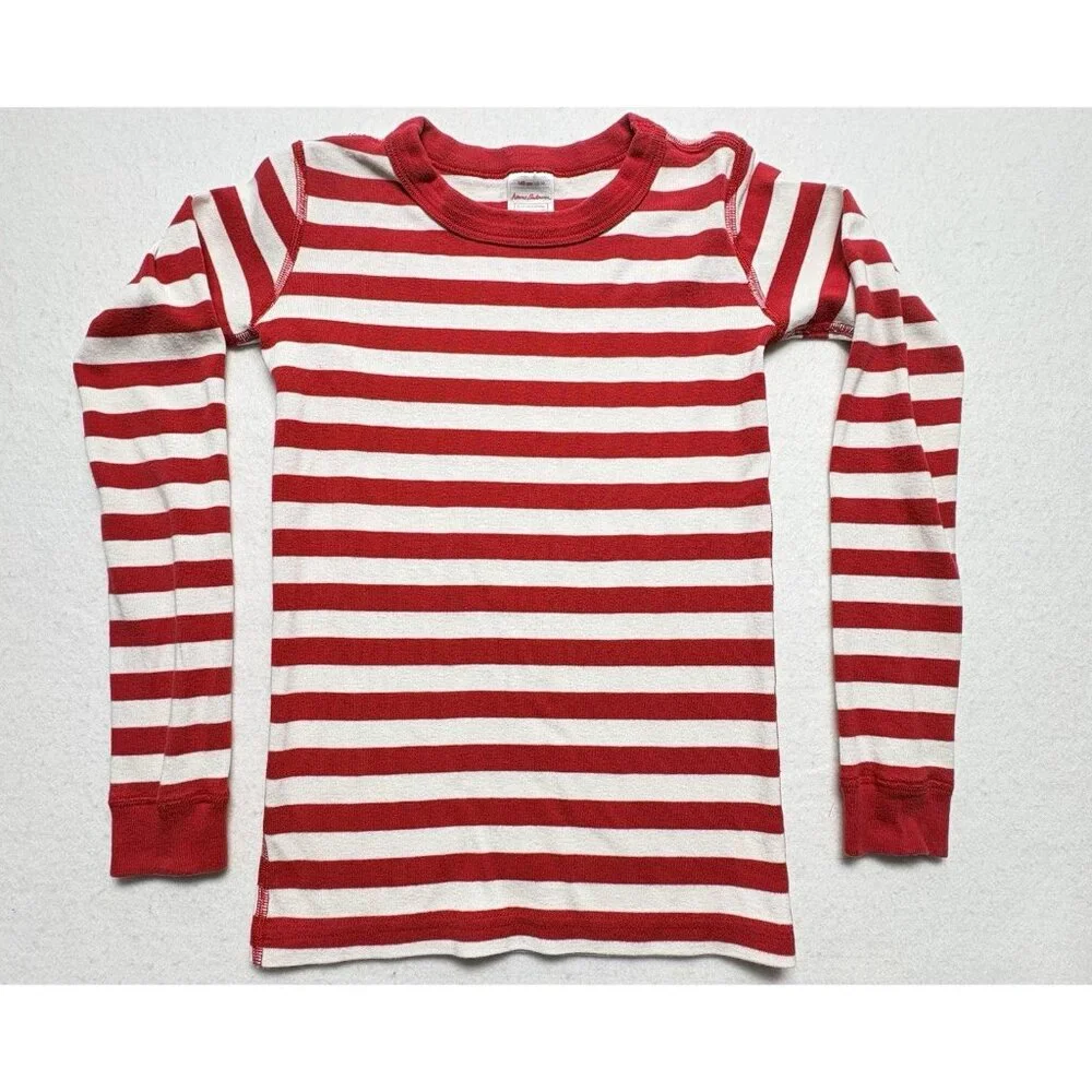 HANNA ANDERSON Girls Stripe‎ Long Sleeve Pullover Shirt Sz 10 Red White 28-11